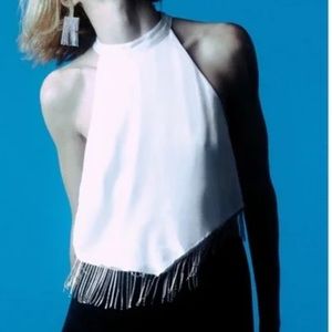 Zara Rhinestone Fringe Crop Top